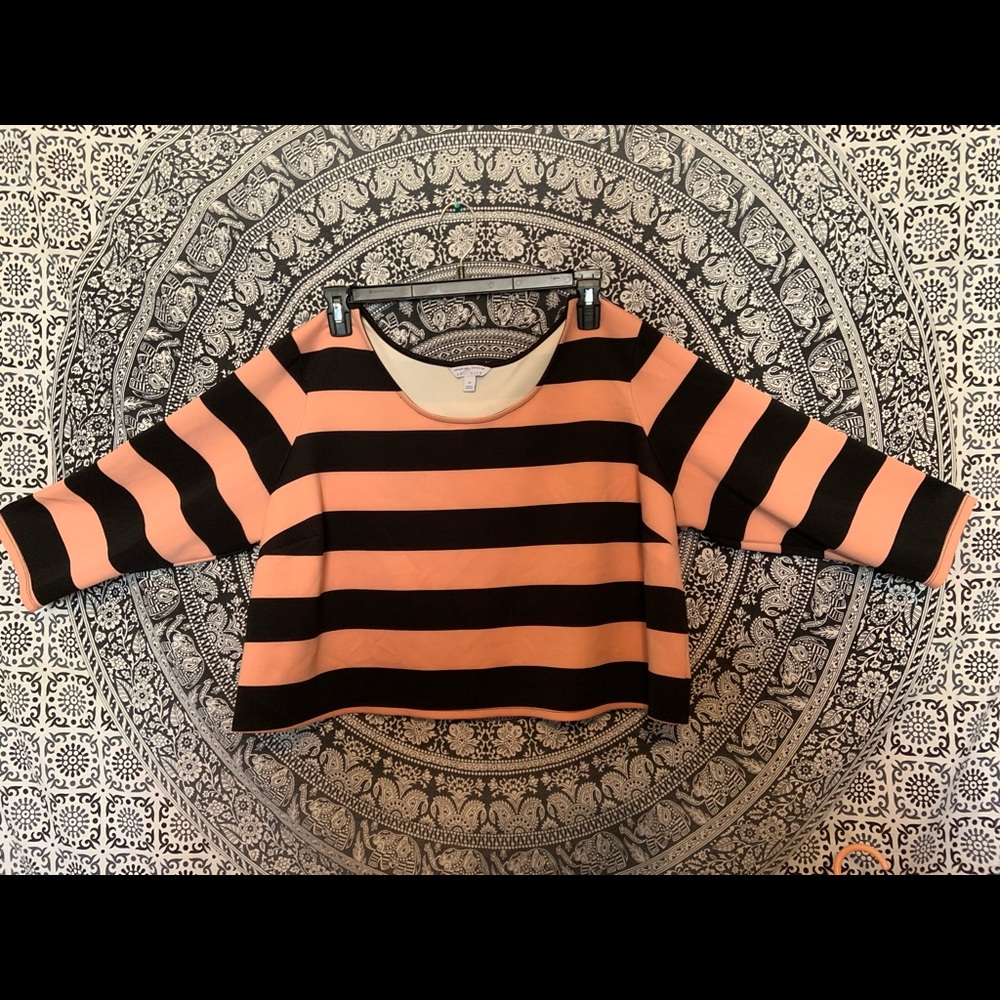Pink & Black stripped crop top